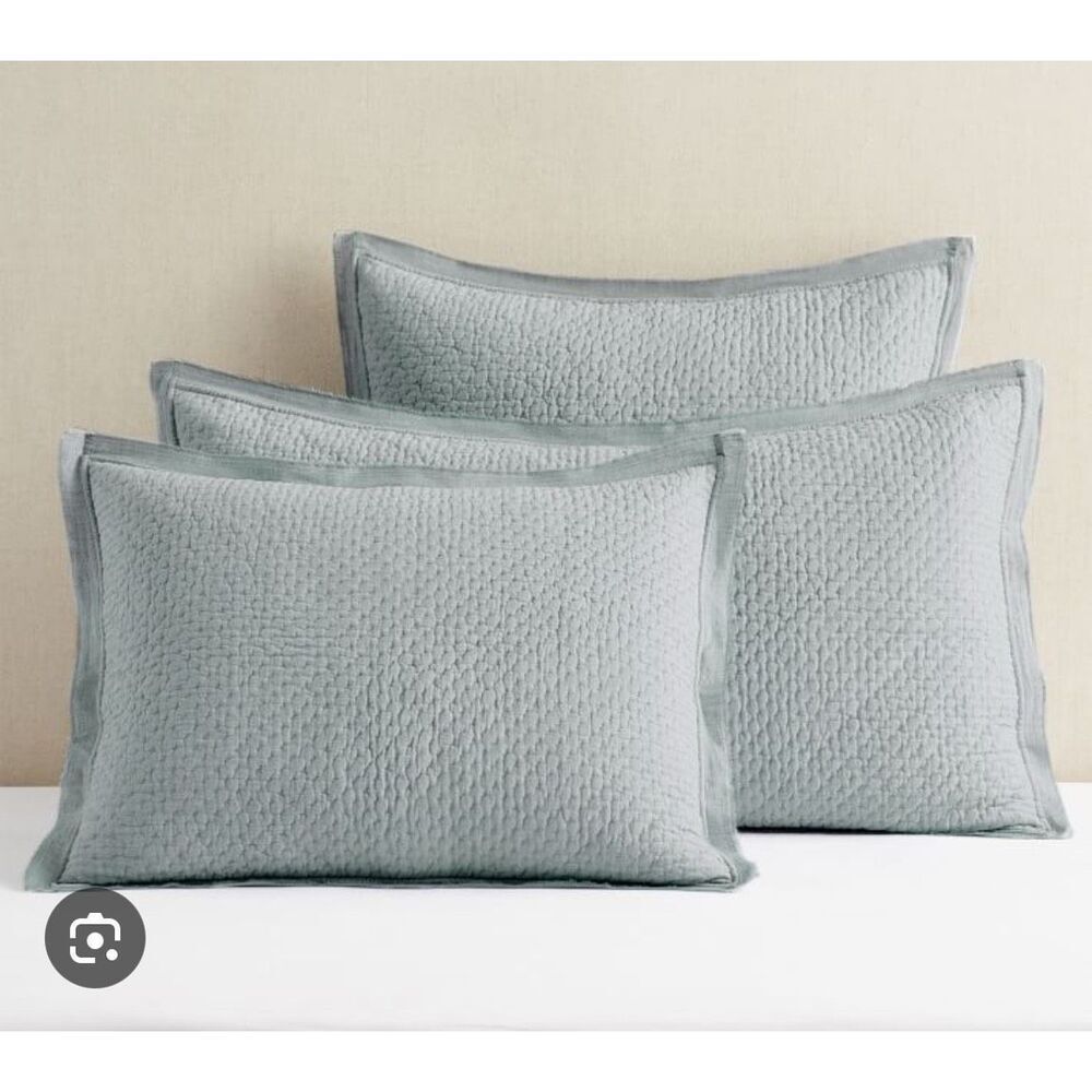 Pottery Barn Melange Handcrafted Cotton Quilted Sham Chambray Std